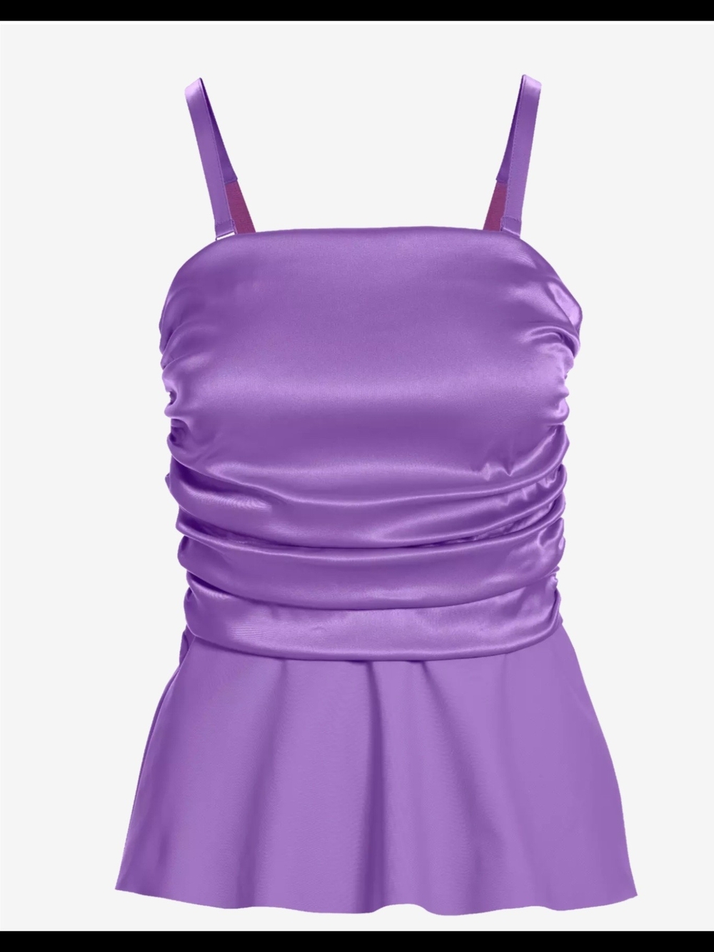 Boston Proper Ruched Peplum Top Convertible Straps Sz 12 Womens Purple Amethyst